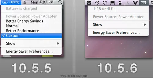 Control de energía Leopard 10.5.5 vs 10.5.6