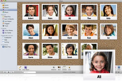 Detección facial en iPhoto 09