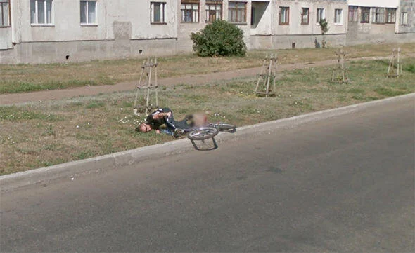 Caída de bicicleta Google Street View