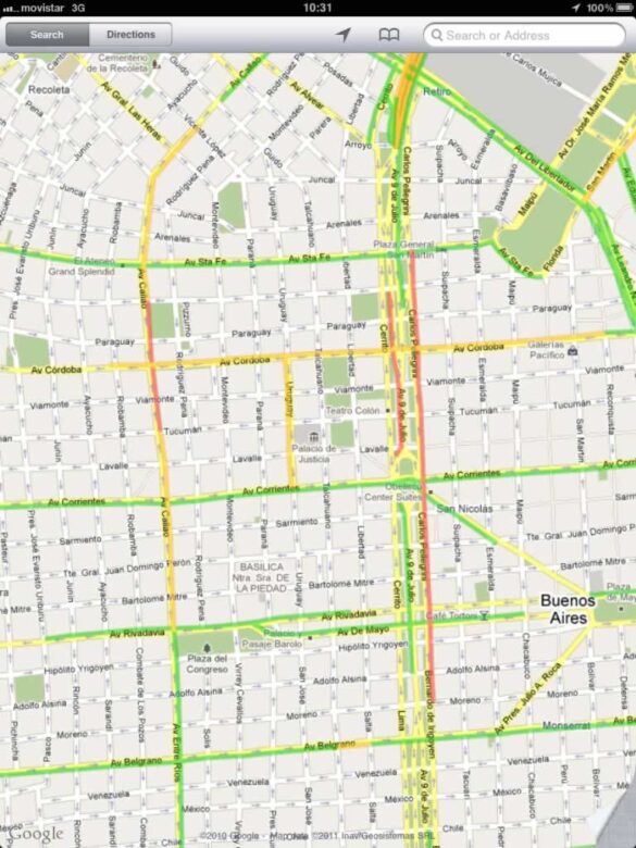 Estado del tránsito en Google Maps Estado del tránsito en Google Maps