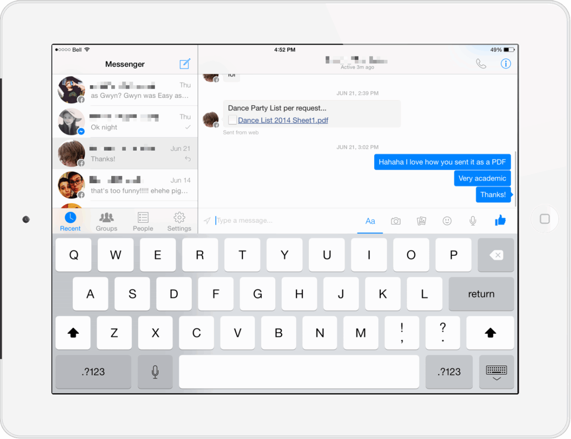 Facebook Messenger iPad