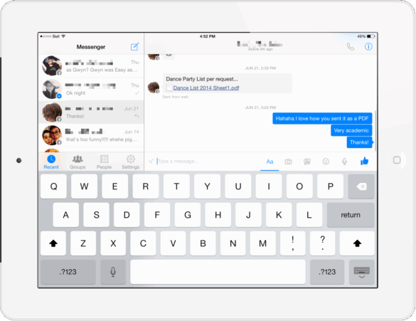 Facebook Messenger iPad